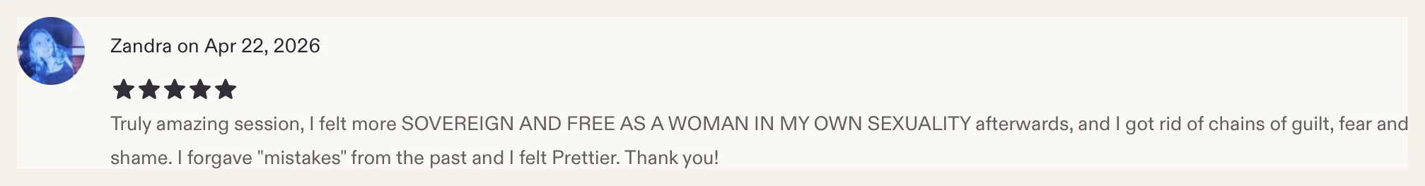 Etsy review from Zandra, 5 stars