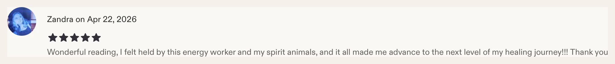 Etsy review from Zandra, 5 stars