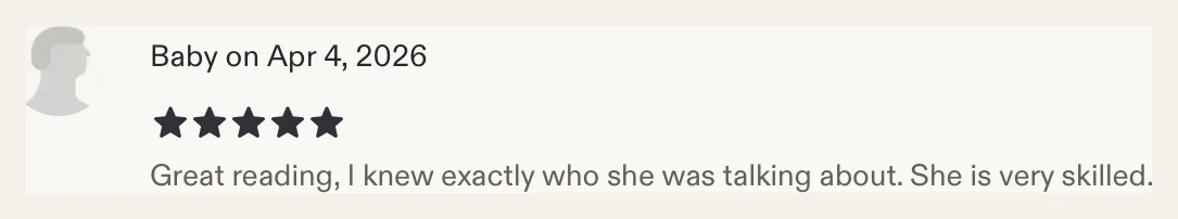 Etsy review from Baby, 5 stars