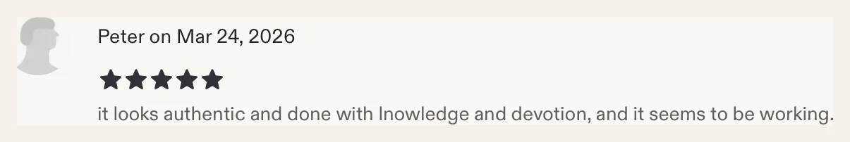 Etsy review from Peter, 5 stars