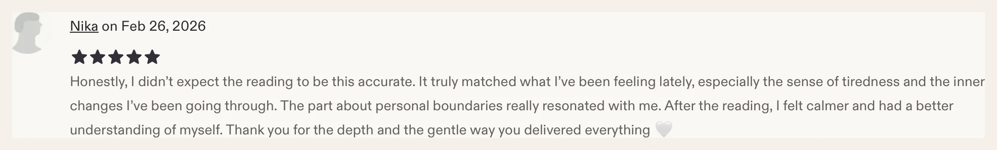 Etsy review from Nika, 5 stars
